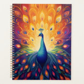 Peacock - Blau-grüne, rosa, orange Gelbe Federn Planer (Vorderseite)