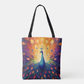 Peacock - Blau-grüne, rosa, orange Gelbe Federn Tasche (Rückseite)