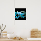 PEACOCK, blaue Turquase, grün schwarz Poster (Küche)