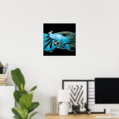 PEACOCK, blaue Turquase, grün schwarz Poster (Heimbüro)