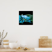 PEACOCK, blaue Turquase, grün schwarz Poster (Küche)