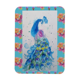 Peacock Blue Bird Wasserfarbe Aqua Kühlschrankmag Magnet