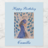 Peacock Blue Birthday Weinetikett (Einzelnes Label)