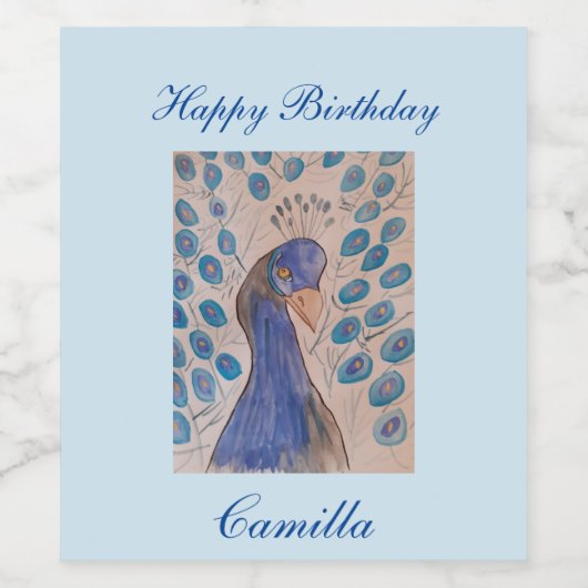 Peacock Blue Birthday Weinetikett (Einzelnes Label)