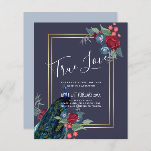 Peacock Blue Burgundy Winter Hochzeit im Herbst (Vorne/Hinten)