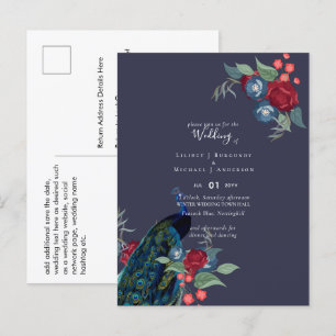 Peacock Blue Burgundy Winter Hochzeit im Herbst Bu Postkarte
