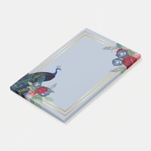 Peacock Blue Burgundy Winter Hochzeit im Herbst Post-it Klebezettel (angewinkelt)