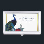 Peacock Blue Burgundy Winter Hochzeit im Herbst Visitenkarten Dose<br><div class="desc">Schöner Pfau mit Aquamarinen und blauen,  bordeauxfarbenen Blume,  Salbei-grüne Blätter in diesem Herbst,  Herbst,  Winterhochzeit. Teil einer größeren Sammlung,  die preiswerte Einladungen für Hochzeiten,  speichern Sie die Daten,  RSVPs,  danke Fotokarten,  Bridal und Hochzeitsfeier Geschenke,  und vieles mehr. Für eine detailierte Gratis-Winter Hochzeitsplanung besuchen Sie bitte weddingdesignchic.com.</div>