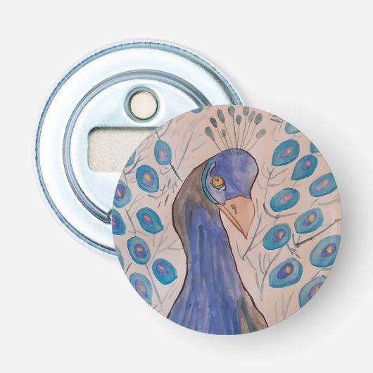 Peacock Blue Button Flaschenöffner (Vorderseite)