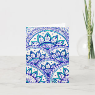 Peacock Blue Damask Indian Mandala Vielen Dank Dankeskarte