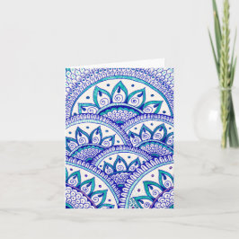 Peacock Blue Damask Indian Mandala Vielen Dank Dankeskarte
