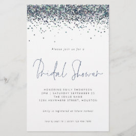 Peacock Blue Glitzer Budget Brautparty Einladung