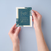 Peacock Blue Gold Alkohol INK Chic Wedite Einladun Flyer (Gruppe)