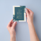 Peacock Blue Gold Alkohol INK Chic Wedite Einladun Flyer (Gruppe)