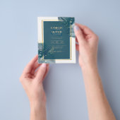 Peacock Blue Gold Alkohol INK Chic Wedite Einladun Flyer (Gruppe)