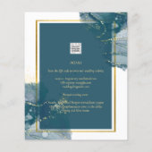 Peacock Blue Gold Alkohol INK Chic Wedite Einladun Flyer (Hinten)