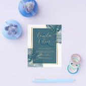 Peacock Blue Gold Alkohol INK Chic Wedite Einladun Flyer (Einzeln)