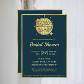 Peacock blue gold disball Brautparty Einladung