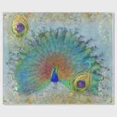 Peacock Blue Gold Foil Rokoko Scroll Decoupage Geschenkpapier (Flach)