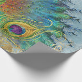 Peacock Blue Gold Foil Rokoko Scroll Decoupage Geschenkpapier (Ecke)