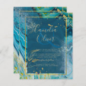 Peacock Blue Gold INK Abstrakt Wedding (Vorne/Hinten)