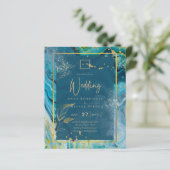 Peacock Blue Gold INK Abstrakt Wedding (Stehend Vorderseite)