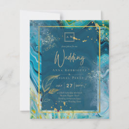 Peacock Blue Gold INK Abstrakt Wedding
