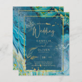 Peacock Blue Gold INK Abstrakt Wedding (Vorne/Hinten)