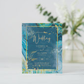 Peacock Blue Gold INK Abstrakt Wedding (Stehend Vorderseite)