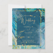 Peacock Blue Gold INK Abstrakt Wedding (Vorderseite)