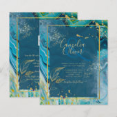 Peacock Blue Gold INK Abstrakt Wedding (Vorne/Hinten)