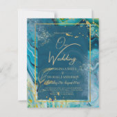 Peacock Blue Gold INK Abstrakt Wedding (Vorderseite)