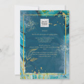 Peacock Blue Gold INK Abstrakt Wedding Einladung (Rückseite)