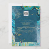 Peacock Blue Gold INK Abstrakt Wedding Einladung (Rückseite)
