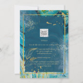 Peacock Blue Gold INK Abstrakt Wedding Einladung (Rückseite)