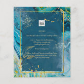 Peacock Blue Gold INK Abstrakt Wedding Flyer (Hinten)