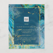 Peacock Blue Gold INK Abstrakt Wedding Flyer (Hinten)