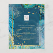 Peacock Blue Gold INK Abstrakt Wedding Flyer (Hinten)