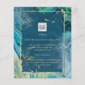 Peacock Blue Gold INK Abstrakt Wedding Flyer (Hinten)