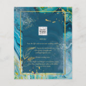 Peacock Blue Gold INK Abstrakt Wedding Flyer (Hinten)