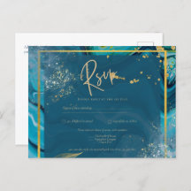 Peacock Blue Gold INK Abstrakt Wedding