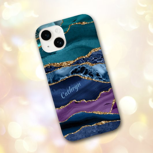 Peacock Blue Gold Lacke Abstrakt Case-Mate iPhone Hülle