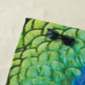 Peacock Blue Green Feather Textur Sommervibes werd Strandtuch (Beispiel)