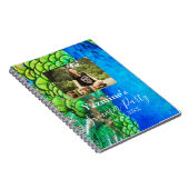 Peacock Blue Green Feather Texture Summer Fotos Notizblock (Rechte Seite)