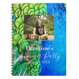 Peacock Blue Green Feather Texture Summer Fotos Notizblock