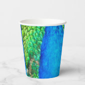 Peacock Blue Green Feather Texture Summer Vibes Pappbecher (Rückseite)