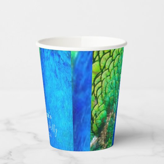 Peacock Blue Green Feather Texture Summer Vibes Pappbecher (Links)