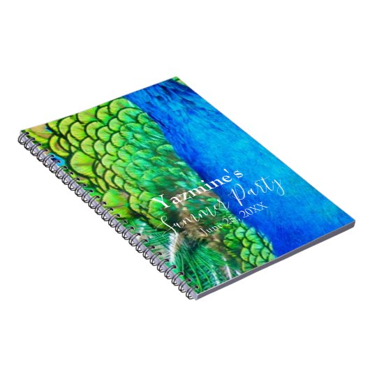 Peacock Blue Green Feather Texture Summer Vibes Sq Notizblock (Rechte Seite)