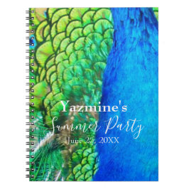 Peacock Blue Green Feather Texture Summer Vibes Sq Notizblock