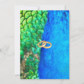 Peacock Blue Green Feather Texture Summer Wedding Einladung (Rückseite)